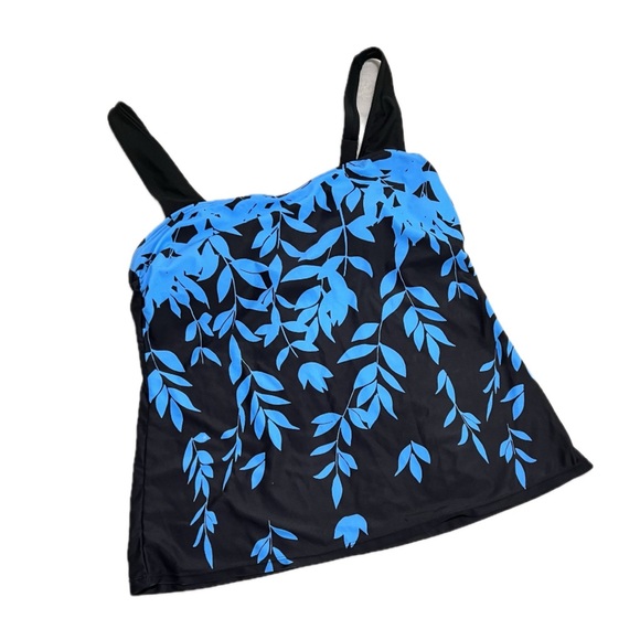 Women’s Blue & Black Leaf Print Takini 2-Piece Swinsuit. XL - Picture 3 of 8